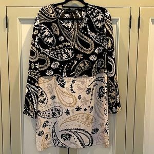 BCBG Beige & Black Dress - Paisley Print